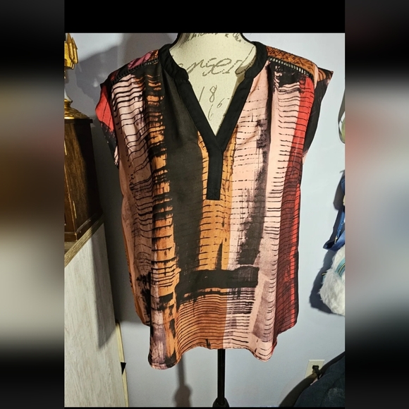 Bar Lll Top Short Sleeves Multicolored Block Ladies Size Large - Picture 1 of 11